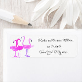 Etiqueta Flamingo Birds Watercolor Return Address Boda L