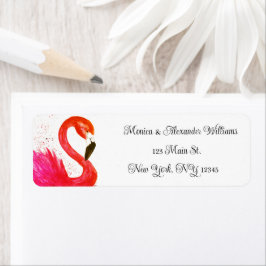 Etiqueta Flamingo Birds Watercolor Return Address Boda L