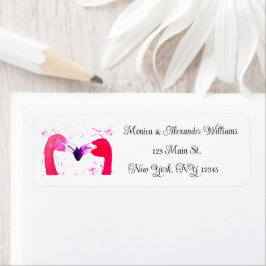 Etiqueta Flamingo Birds Watercolor Return Address Boda L