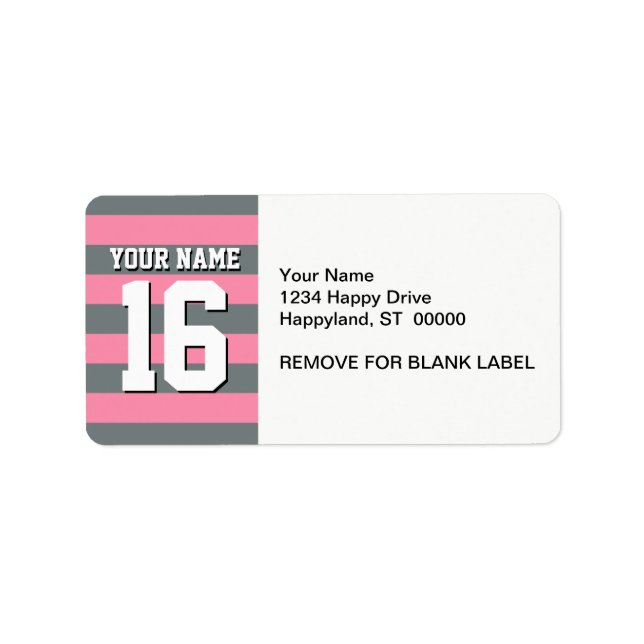 Etiqueta Flamingo Carbón Rosado Equipo Jersey Preppy Stripe (Frente)