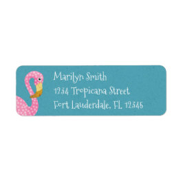 Etiqueta Flamingo de Punto de Polka Rosa