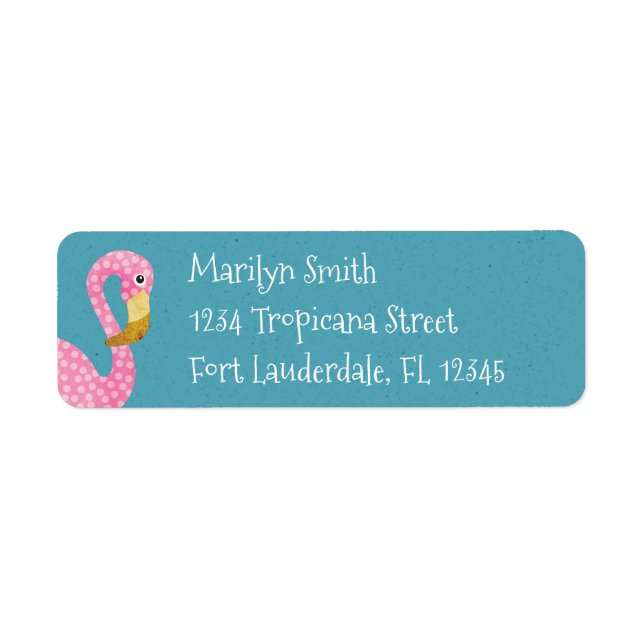 Etiqueta Flamingo de Punto de Polka Rosa (Frente)