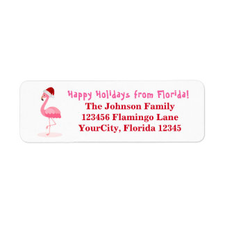 Etiqueta Flamingo Happy Holidays Florida Return Address