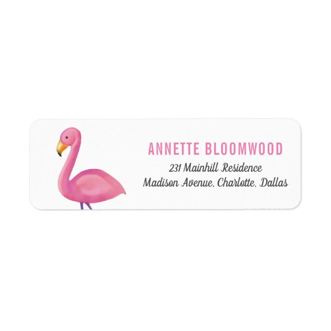 Etiqueta Flamingo rosa Baby Shower moderno (Frente)