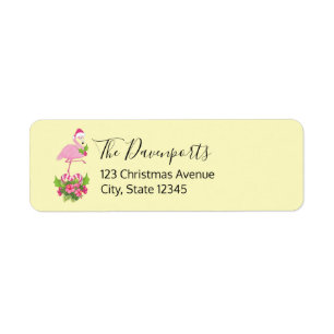 Etiqueta Flamingo rosa en Santa Hat Navidades caprichosos