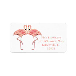 Etiqueta Flamingo rosa Pareja Cute Flamingos Romance