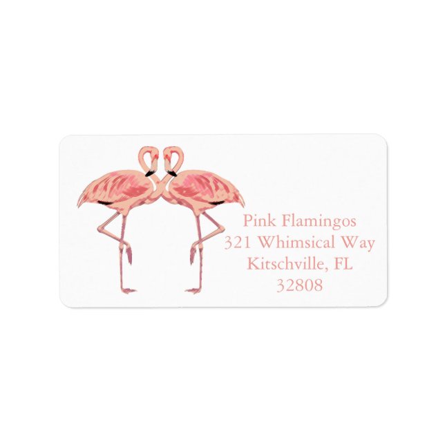 Etiqueta Flamingo rosa Pareja Cute Flamingos Romance (Frente)