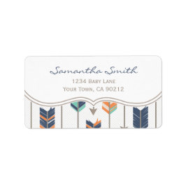 Etiqueta Flechas tribales Naranja azul y gris