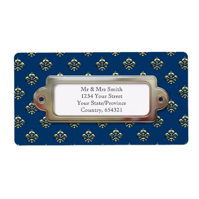 Etiqueta Fleur de lis metálico (Oro) (Frente)