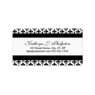 Etiqueta Fleur-de-lis Negra Dirección Personalizada