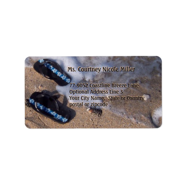 Etiqueta Flip Flop Sandals Wave on Beach (Frente)