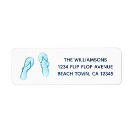 Etiqueta Flip Flops azul de playa
