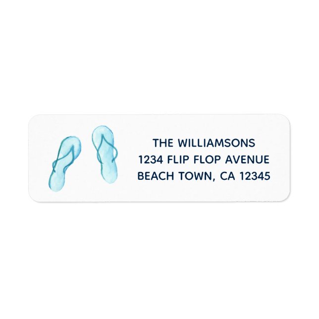 Etiqueta Flip Flops azul de playa (Frente)