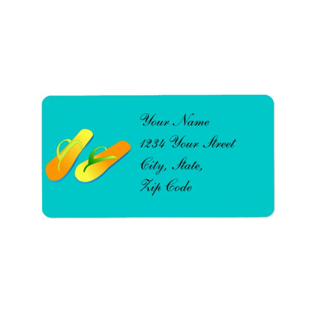 Etiqueta Flip Flops Beach Wedding Address Labels (Frente)