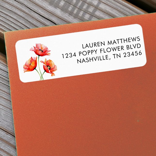 Etiqueta Flor de amapola naranja primaveral (NASHVILLE, TN)