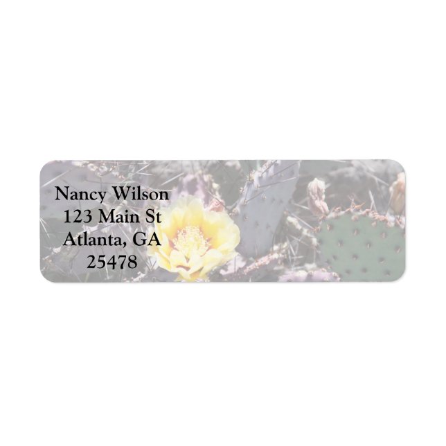 Etiqueta Flor de cactus amarillo en abril (Frente)