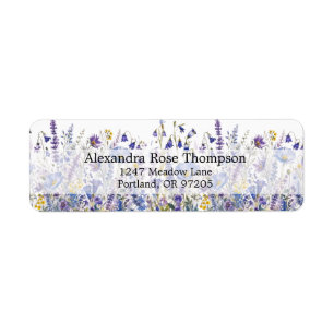 Etiqueta Flor de Campo Silvestre Aculareada Morado Azul Dir
