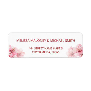 Etiqueta Flor de cerezo rosa blanco    Boda