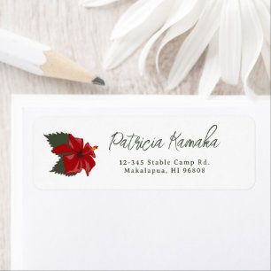 Etiqueta Flor de Hibisco Rojo Hawaiano Tropical Personaliza