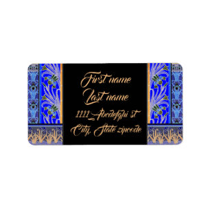 Etiqueta Flor de iris Art Nouveau floral elegante vintage f