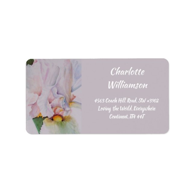 Etiqueta Flor de iris blanca en acuarela (Frente)