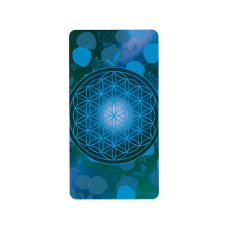 Etiqueta flor de la vida, chakra,zen,geometría sagrada,