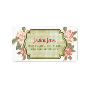 Etiqueta Flor de manzana vintage y chapado  Hecho con amor