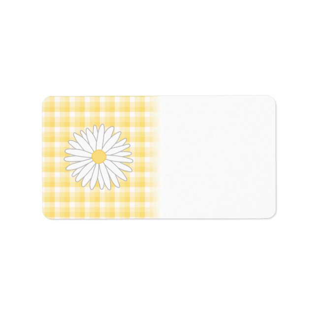 Etiqueta Flor de margarita en amarillo y blanco. (Frente)