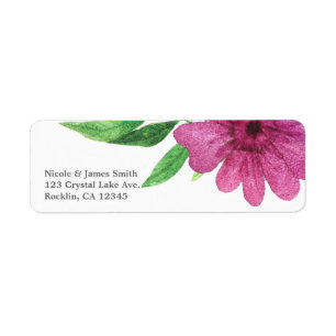 Etiqueta Flor Floral Agua Floral Rosa Morado Acuarela Prima