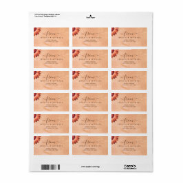 Etiqueta Flor Gerbera en el Boda de melocotón abstracto