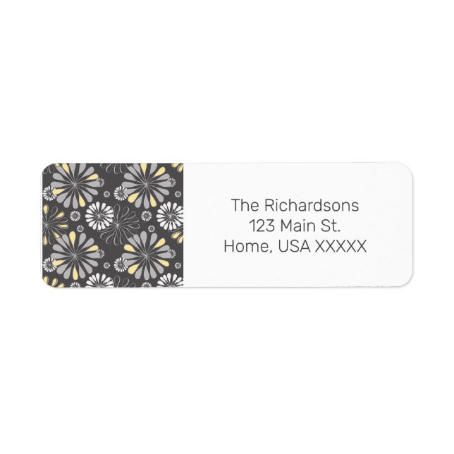 Etiqueta Flor gris y amarilla de moda (Frente)