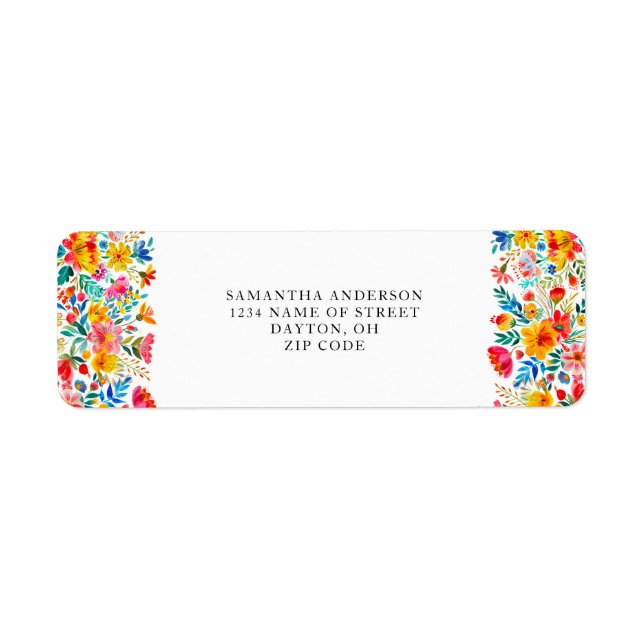 Etiqueta Flor mexicana de Fiesta Roja (Frente)