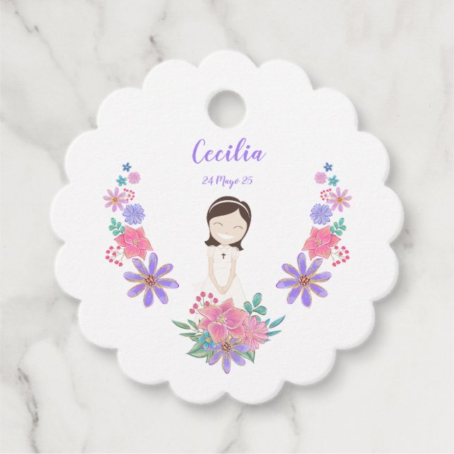Etiqueta flor Primera Comunión CECILIA (Anverso)