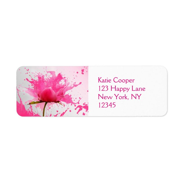 Etiqueta Flor rosa Abstract Paint Splatt (Frente)