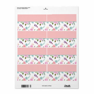 Etiqueta Flor rosa acuarela transparente