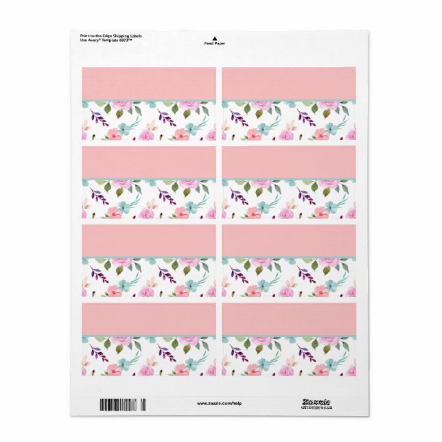 Etiqueta Flor rosa acuarela transparente (Hoja Entera)