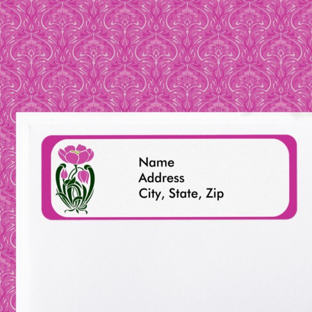 Etiqueta Flor rosa Art Nouveau (Subido por el creador)