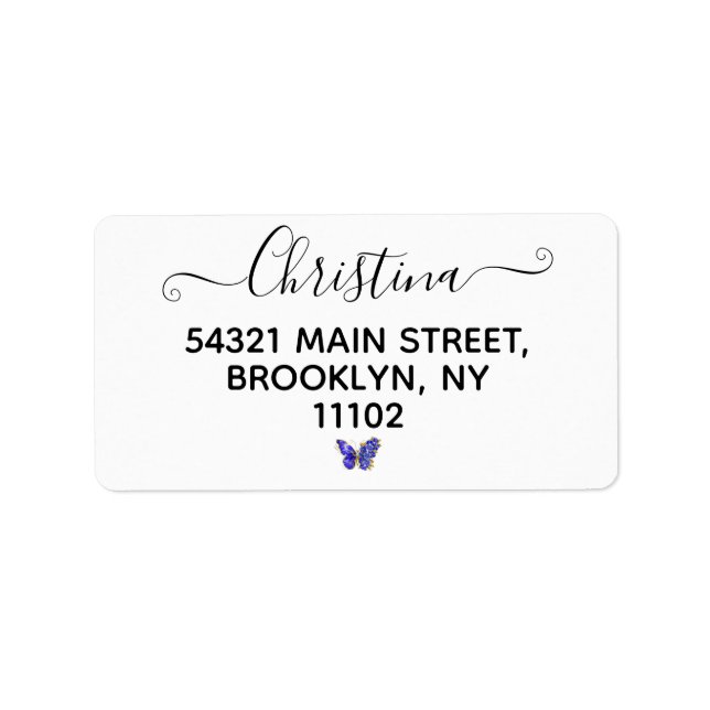 Etiqueta Flor Sapphire Mariposa (Frente)