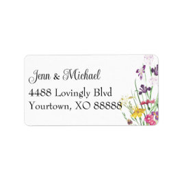 Etiqueta Flor silvestre Iris Floral Elegante Jardín Púrpura