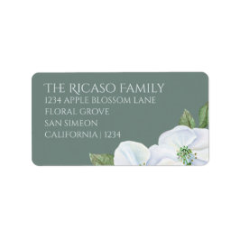 Etiqueta Flor Verde Y Blanca Personalizada De Apple Blossom
