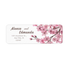 Etiqueta Flora acuarela de cerezo personalizada