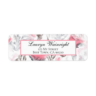 Etiqueta Floral abstracta gris rosa personalizada