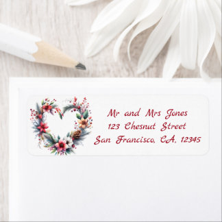 Etiqueta Floral acuarela de color cardíaco - Navidades