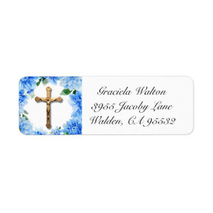 Etiqueta Floral azul   Dahlias   Crucifijo