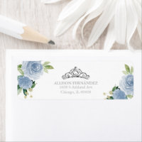 Etiqueta floral azul Quinceanera Tiara