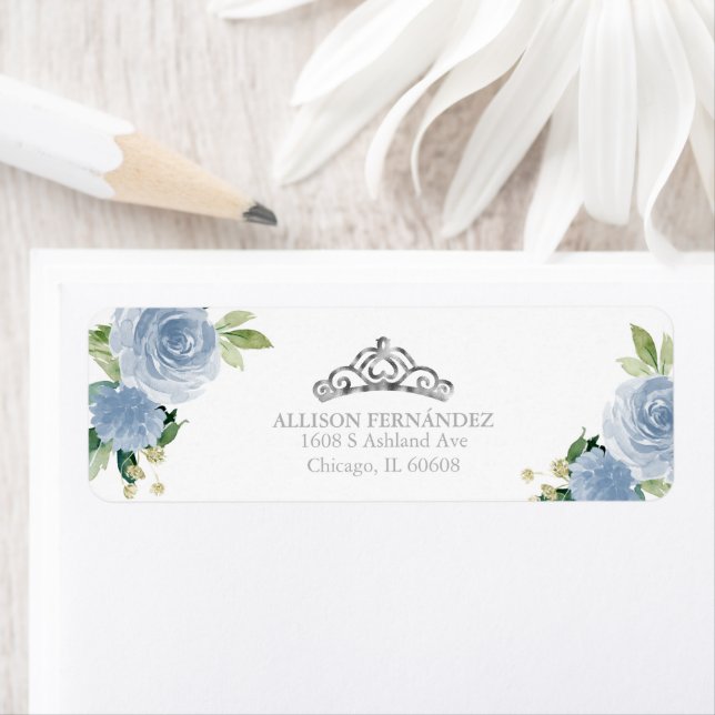 Etiqueta floral azul Quinceanera Tiara (In situ)