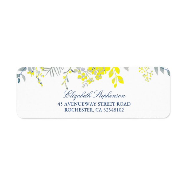 Etiqueta Floral azul y amarilla (Frente)