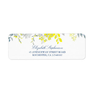 Etiqueta Floral azul y amarillo