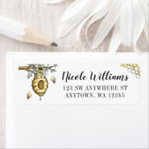 Floral Beehive Honey Sweet Aee Return Address