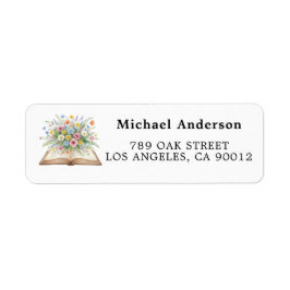 Etiqueta Floral Book Return Address Label Watercolor